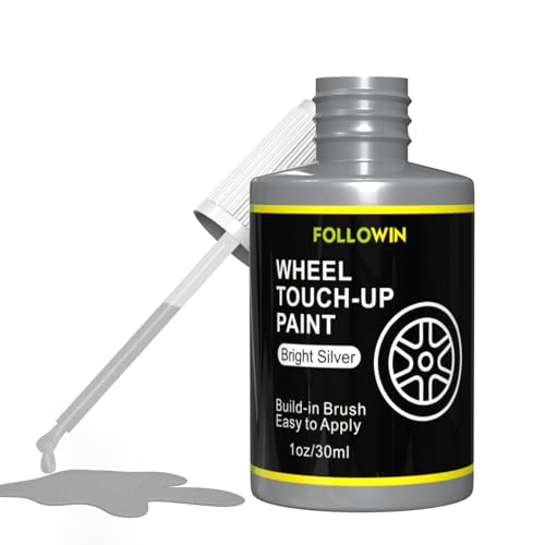 FOLLOWIN Silver Rim Touch Up Paint, Car Wheel Scratch Repair Kit, 1 fl oz - color: Bright Silver
