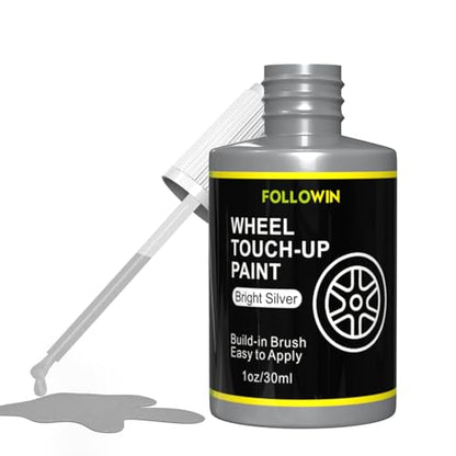 FOLLOWIN Silver Rim Touch Up Paint, Car Wheel Scratch Repair Kit, 1 fl oz - color: Bright Silver