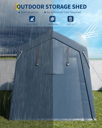 GAOMON 6x6FT Motorcycle Shelter - Heavy-Duty Steel Frame, Weatherproof PE Fabric Cover, All-Weather Protection, Easy Assembly, Compact Storage for Bikes