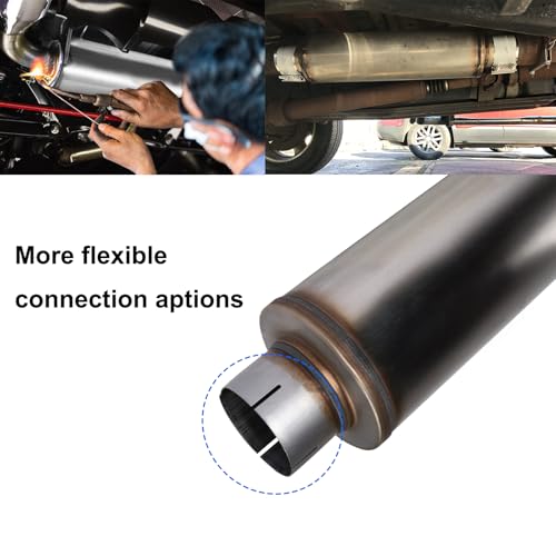 4'' Exhaust Muffler, 4'' inlet/outlet, Universal 30'' Overall Stainless Steel Straight Through Design, Resonator Muffler - size: 8"Body-4"