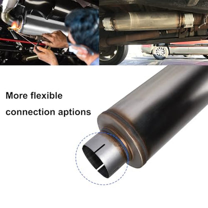 4'' Exhaust Muffler, 4'' inlet/outlet, Universal 30'' Overall Stainless Steel Straight Through Design, Resonator Muffler - size: 8"Body-4"