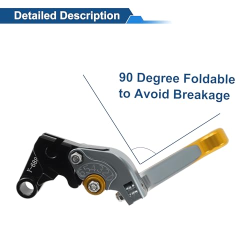 Brake Clutch Levers for Yamaha YZF-R7 21-25 6 Position Adjustable - color: Titanium Handle Gold Tone End