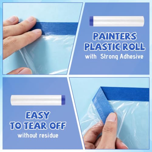 JMIATRY Pre-Taped Painter Plastic Sheeting for Painting 106IN x 88FTx 4Roll