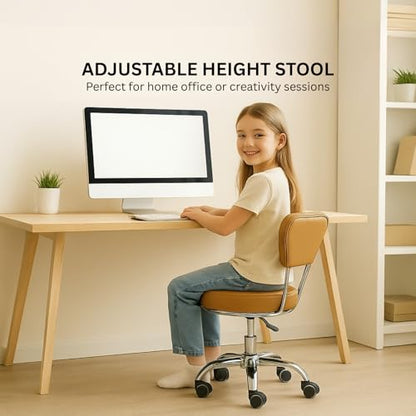 Dayton Home Office/Garden Rolling Seat (Burgundy) Pneumatic, Short Stool with Adjustable Height 13"-15", Perfect for Home Office, Gardening, Garage Mechanic, School and Lab - color: Burgundy
