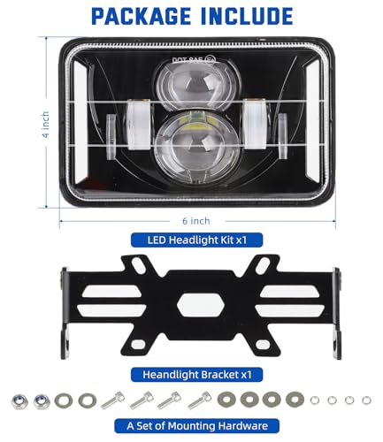 4x6 LED Headlights Kit with Bracket for Suzuki DR-650 & DRZ400