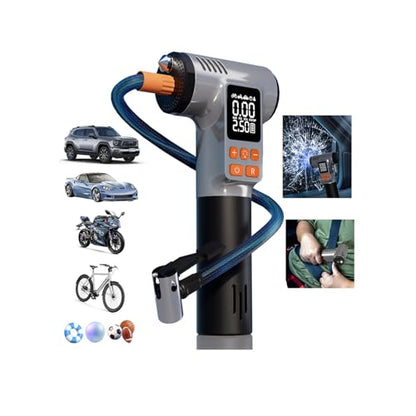 Car Tire Inflator with Window Breaker Seatbelt Cutter: 180PSI Air Pump - Portable Air Compressor with Digital Pressure Gauge & Auto Shut-Off for Car, Bike, Ball, Motorcycle, Swim Ring - Gift for Men
