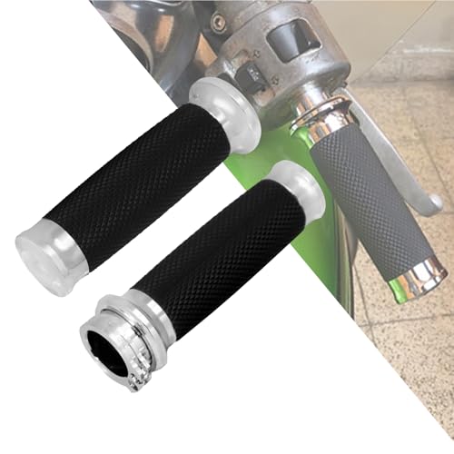 1 Inch Cable Throttle Handlebar Grips Motorcycle Hand Grips - color: #5 Chrome