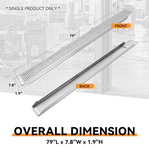 Auto Dynasty 1PCS 79" x 8" Heavy Duty Loading Ramps 880Lbs for Truck ATVs - size: 79" (Silver)