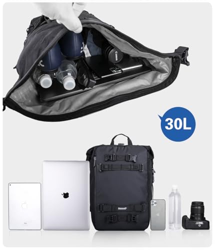 Rhinowalk Motor Saddle Bag Motorcycle Pannier Bag Waterproof Multifunctional Rear Rack Trunk Seat Bag (Black, 30L) - size: 30L
