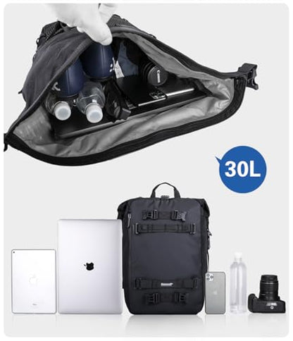 Rhinowalk Motor Saddle Bag Motorcycle Pannier Bag Waterproof Multifunctional Rear Rack Trunk Seat Bag (Black, 30L) - size: 30L