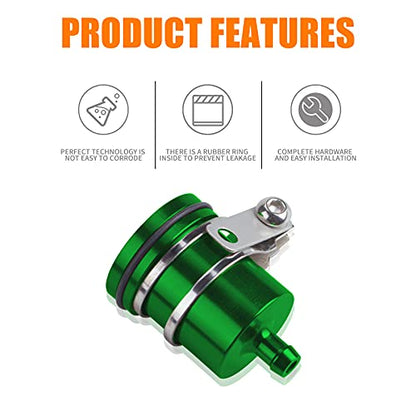 Universal Motorcycle Aluminum Brake Fluid Reservoir Oil Cup Fit For Yamaha Kawasaki Honda Suzuki BMW and more (Green) - color: green