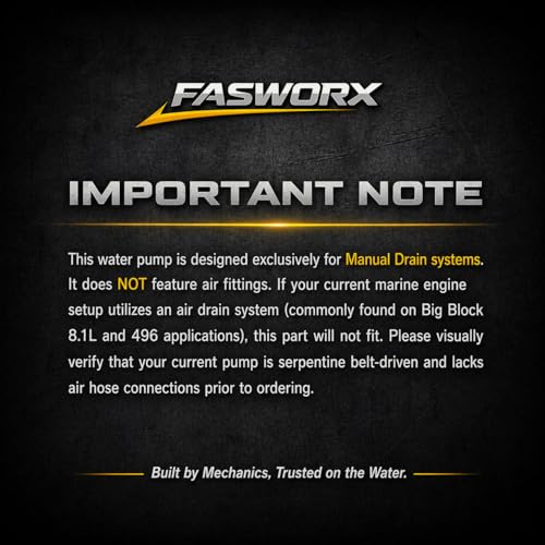 FASWORX Raw Sea Water Pump with Pulley Installed for MerCruiser 4.3L, 5.0L, 5.7L, 6.2L MPI V6 V8 Engines 350 MAG Bravo - Replaces 8M0137216, 46-8M0118067, 46-862914T10, 46-862914T3, 46-8M0122655