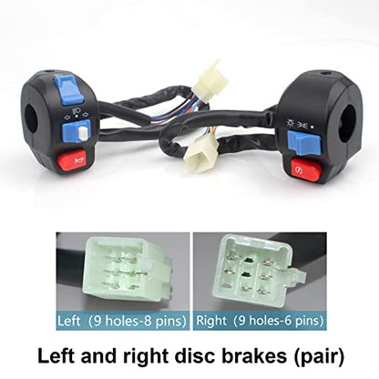 Minho Chinese Scooter 7/8'' 22mm Left & Right Side Disc Handle Switch Control Assembly Set for GY6 50cc 125cc 150cc Moped Scooter Motorcycle, Turn Signal Horn Light Start - size: Left & Right Disc