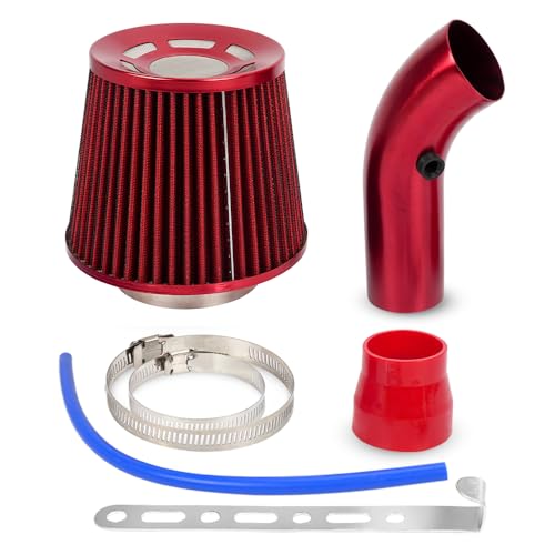 BARTOO 3'' Cold Air Intake Kit Automotive Cold Air Intake Pipe Filter Red - color: Red