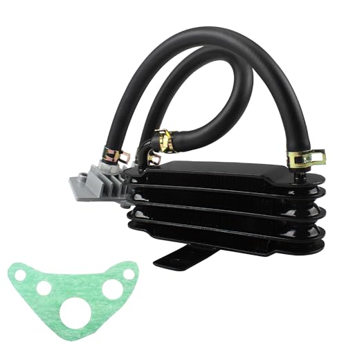 Motorcycle Oil Cooler,GY6 4 Row Oil Cooling Radiator Engine Kit with Oil Pipe Edge Cover for Dirt Pit Bike 125cc Motocross Engine Cooling