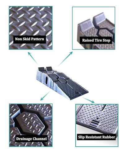 X-Haibei Pair Car Vehicle Ramps for Oil Changes or Home Garage Maintenance, 5500lb Load Rating Pair, Lifts Vehicles 6.3" High，Truck Service Ramps, Trailer Park