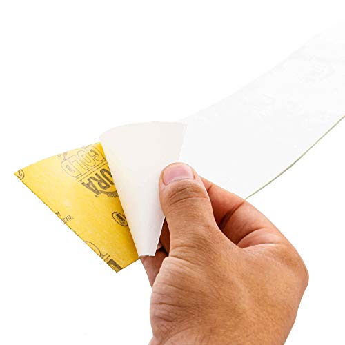 Dura-Gold 80 Grit Gold Pre-Cut PSA Longboard Sandpaper Sheets, Box of 20 - size: 80-Grit