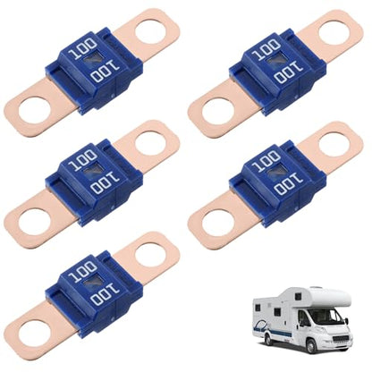 5Pcs AMI/Midi Fuse Kit - High Current Bolt-on Fuses for Battery Fuse Replacement - Heavy Duty Truck Fuses for Cars, RVs, Construction Vehicles & Marine Audio Systems (100A) - size: 100A