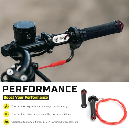 NIBBI Throttle Assembly Set, 7/8'' Grips 22mm Twist Throttle with Cable, Fit for Scooter GY6 Moped ATV - color: Red