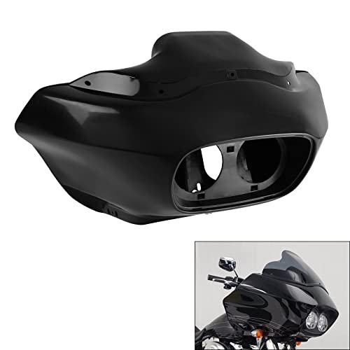 SLMOTO Inner & Outer Fairing 5.75'' Dual LED Headlight Fit for Fit for Harley Road Glide FLTR 98-13 - color: Unpainted Black+Black Dual LED Headlight
