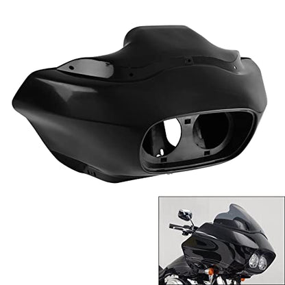 SLMOTO Inner & Outer Fairing 5.75'' Dual LED Headlight Fit for Fit for Harley Road Glide FLTR 98-13 - color: Unpainted Black+Black Dual LED Headlight