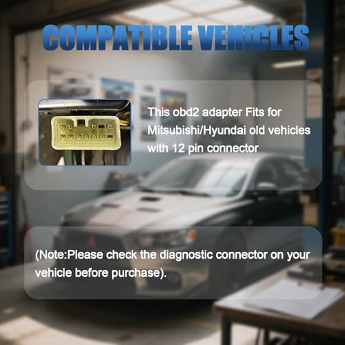 OBD1 to OBD2 Adapter for Mitsubi shi 12 Pin Diagnostic Cable Connector - style: Fit for Mitsubi-shi 12pin