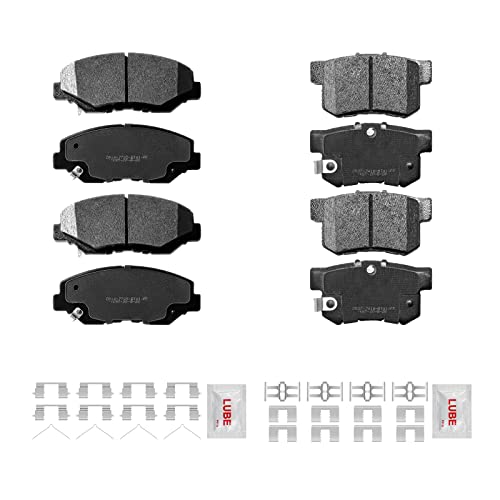 Front and Rear Ceramic Brake Pads Set with Hardware For 2003 2004 2005 2006 2007 Honda Accord, 2012-2015 Civic, Ac-ura ILX