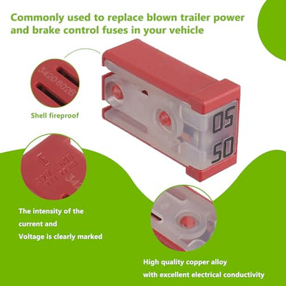 50A 32V Mini Slotted Automotive MCASE Shaped Cartridge Fuse Kit(Pack of 6pcs,50A) - style: 50A