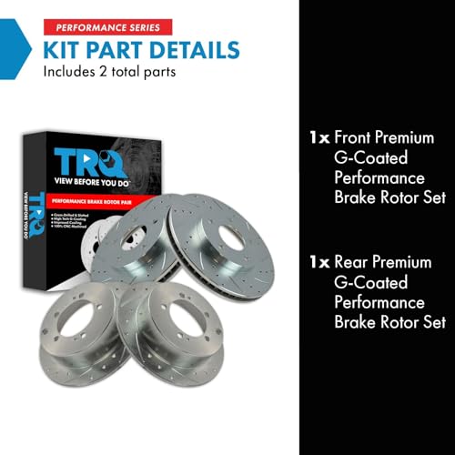 TRQ Performance Front & Rear Brake Rotors Set 4 Piece Premium G-Coated - style: BRA13980
