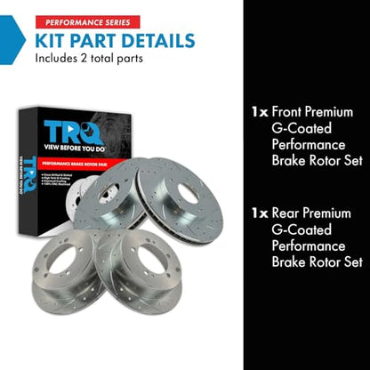 TRQ Performance Front & Rear Brake Rotors Set 4 Piece Premium G-Coated - style: BRA13980