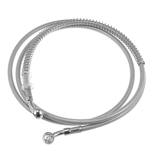 Motoforti 66.93" Length 10mm ID Motorcycle Hydraulic Brake Line Oil Hose Pipe Stainless Steel Braided Cable for ATV Motocross Sport Bikes Silver Tone - color: Silver Tone