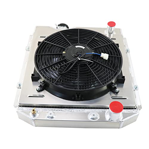 ALLOYWORKS 4 Row All Aluminum Radiator+Shroud+14"Fan For 1963-1966 Ford Mustang/Falcon/Mercury/Comet V8