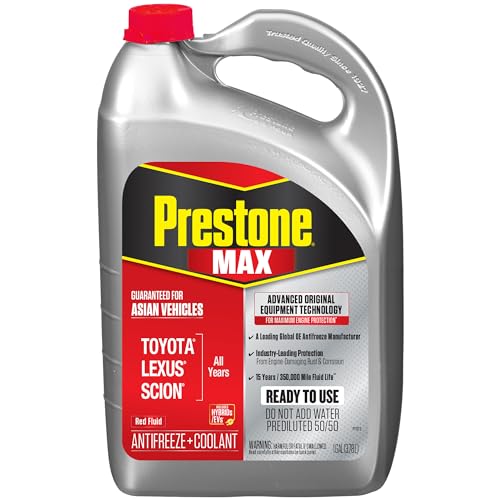 Prestone AF6210 MAX Asian Vehicles (Red) Anti-Freeze and Coolant, 1 Gallon, Pack of 6 - color: Asian Red, size: Pack of 6 Gallons