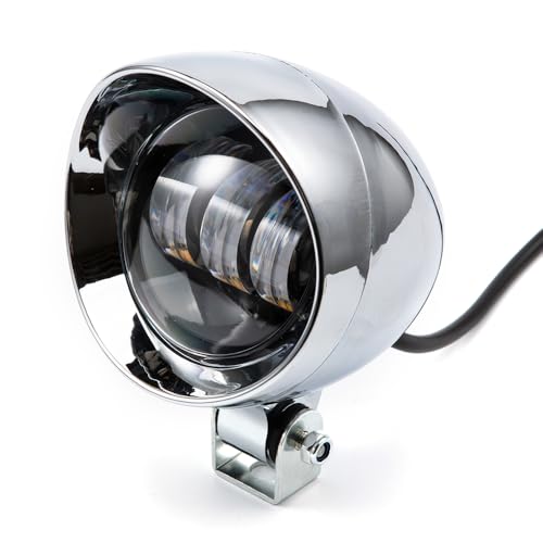 Chrome Bullet LED Motorcycle Fog Lights & Auxiliary Headlight - Dual Color DC12V for ATV, Cruisers, Scooters (style one) - style: style one