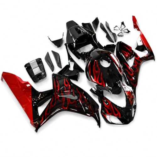 Red Flames Fairing Fit for Honda 2006 2007 CBR1000RR CBR 1000RR Injection ABS Plastics Bodywork Body Kit Bodyframe Body Work 06 07 A20 - color: 07 Red Flames