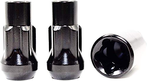 Set of 4 14x1.5 Veritek Black Acorn Bulge Tuner 1.75 Inch Security Wheel Locks for Buick Cadillac Chevy Ford GMC Jeep Nissan Toyota Aftermarket Custom Wheels SUV Truck