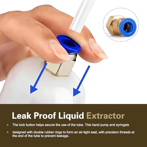 Car Power Steering Fluid Extractor, 200cc Oil Suction Pump, Manual Extraction Oil Syringe with 2 Hoses, Universal for Most Cars (White)