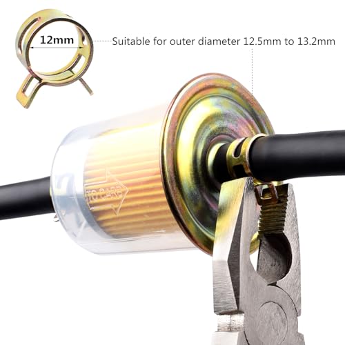 5pcs 5/16” Universal Fuel Filters with 10pcs 8mm Hose Clamps Gas Inline Fuel Filter for Motorcycles, Cars, Trucks
