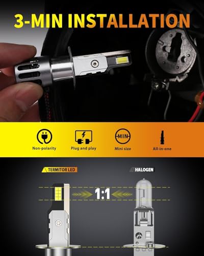 Termitor 2026 Upgraded H1 Light Bulbs, 13,0000LM 1200% Ultra bright, - size: H1/H1LL