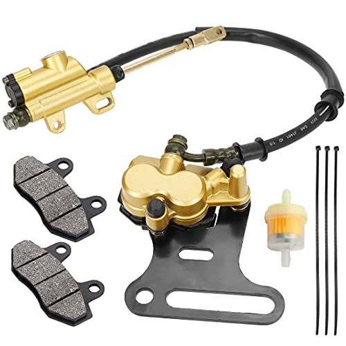 FVRITO 12mm Rear Disc Hydraulic Brake Master Cylinder Caliper Assembly Pad for 70cc 90cc 110cc 125cc 140cc 150cc SSR apollo Taotao Coolster Roketa SDG 107 Pitster Pro Atomik Sikk Chinese Pit Dirt Bike - color: A-gold