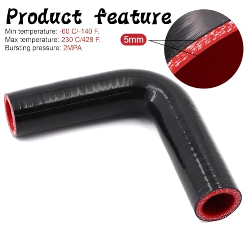 90 Degree Elbow 1 inch(25mm) Silicone Coupler Hose 4-Ply - size: ID 1"