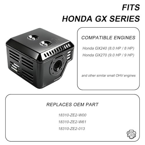 Parts Camp GX240 Muffler Exhaust Assembly Fits for Honda GX240 GX270 8HP 9HP Engine Motor Harbor Freight Predator 301cc engine - size: GX240/GX270