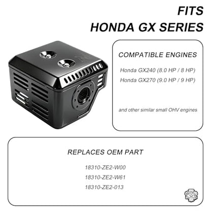 Parts Camp GX240 Muffler Exhaust Assembly Fits for Honda GX240 GX270 8HP 9HP Engine Motor Harbor Freight Predator 301cc engine - size: GX240/GX270