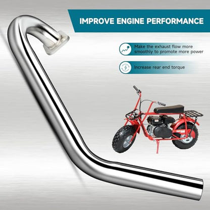 FVRITO Exhaust Pipe Muffler Silencer Kit for Predator 212cc 224cc 196cc 6.5HP Coleman CT200u BT200X CT200U-EX KT196 GX160 GX200 Mini Bike Go Kart Engine Baja Warrior MB200 Parts - color: silver