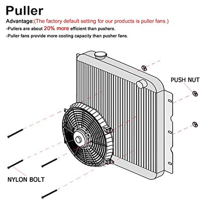 10" inch Electric Cooling Radiator Fan Assembly Reversible Push or Pull Universal Slim 12V Mounting Kit Black