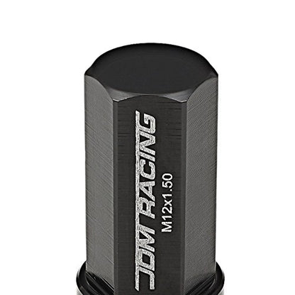 DNA MOTORING LN-ZTL-9019-15-BK 20Pcs M12 x 1.5 Close End Wheel Lug Nuts w/Deep Drive Extension Adapter, 25mm OD/50mm H, Black - color: Black, size: M12 x 1.5
