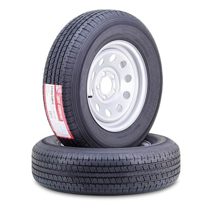 FREE COUNTRY Trailer Tire Wheel ST205/75R15 10Ply E 111N 5X5 Silver Mod Pk2 - color: Silver, size: 5x5"PCD