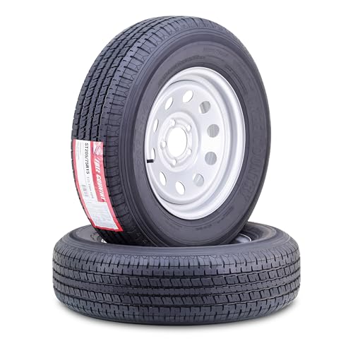 FREE COUNTRY Trailer Tire Wheel ST205/75R15 10Ply E 111N 5X5 Silver Mod Pk2 - color: Silver, size: 5x5"PCD