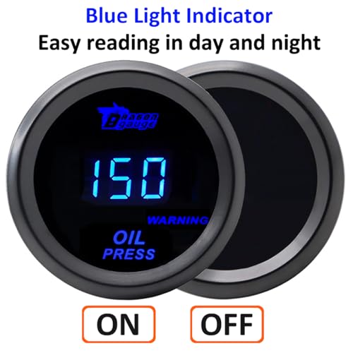 Car Oil Pressure Gauge 12V Auto Oil Press Gauge Psi 2" 52mm Meter - color: Blue Light Oil Press Psi