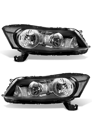 for 2008-2012 Honda Accord Headlights Assembly Black Pair - color: Black Housing